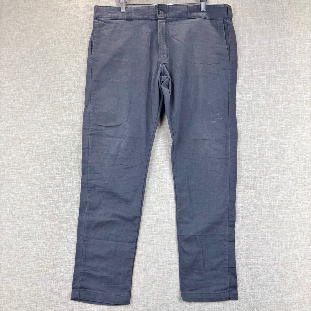 Dickies Skinny Straight Work Pants Mens 38x30 Gray Twill Chino Trousers